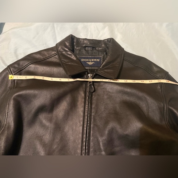 Dockers Men's Leather Bomber Jacket Large - Picture 5 of 12